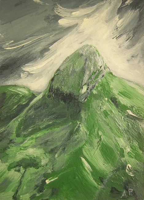ascend mountain peak acrylic painting