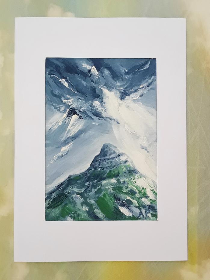 Rain Cloud Mountain Peak Painting on Canvas