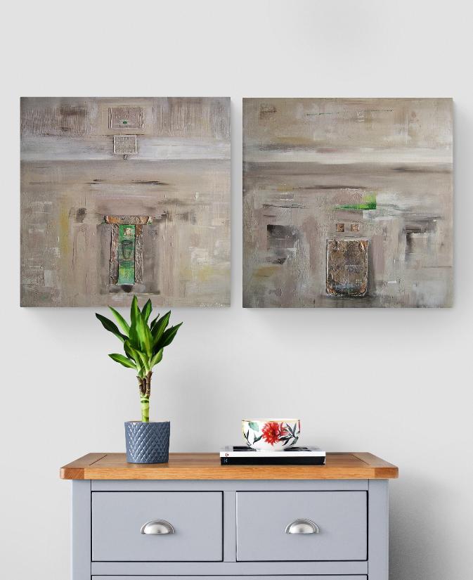 Abstract Art Paintings Diptych