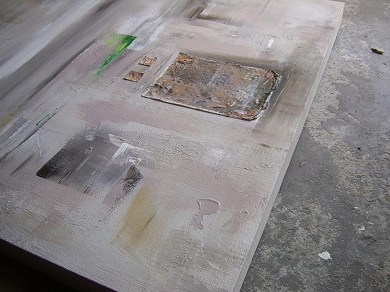 relic 2 abstract painting on studio floor