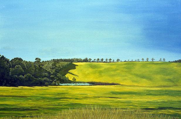 Sunlit Hill Landscape Painting