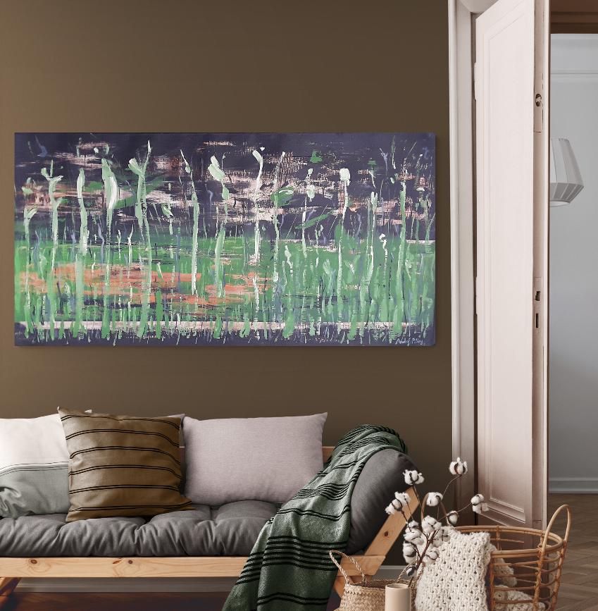 abstract painting on living room wall